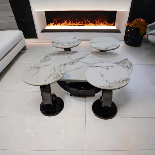 طقم طاولات خدمة سيراميك 5 قطع - اسود