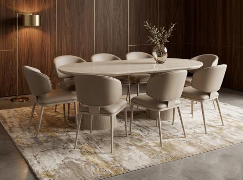Wooden dining table 8 chairs 100×200 cm