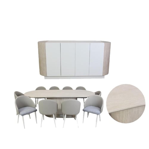 طاولة طعام خشب 10 كراسي مع بوفية