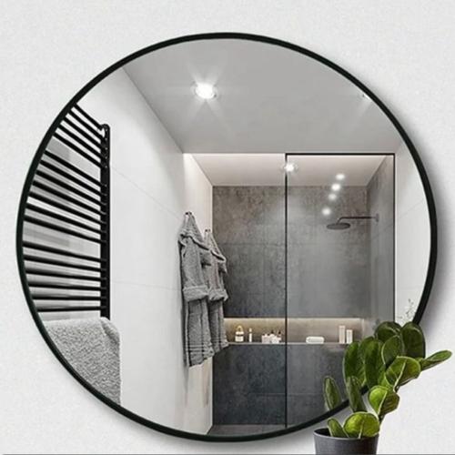 مرايا حائط اطار اسود المنيوم مقاس 80*80 سم