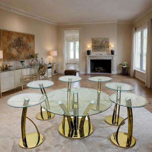 طقم طاولات شاي زجاج 7 قطع