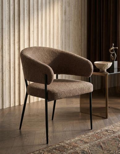 Single fabric chair, brown color