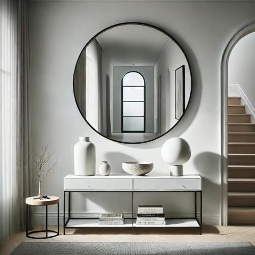 مرايا حائط اطار اسود مقاس 90*90سم