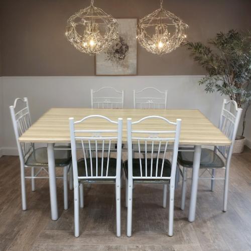 طاولة طعام خشب 6 كراسي مقاس 90*150 سم