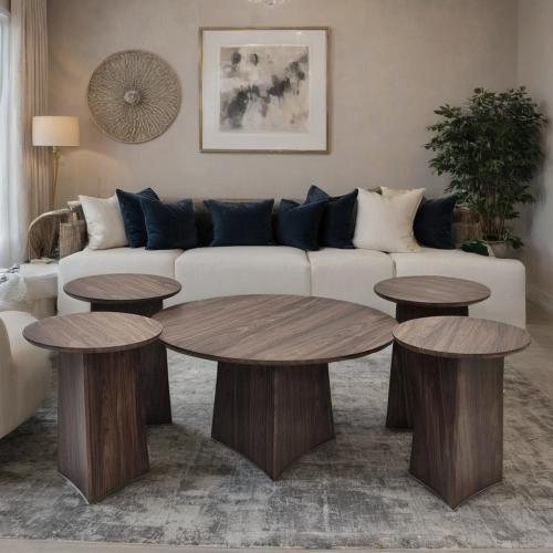 طقم طاولات شاي خشب 5 قطع