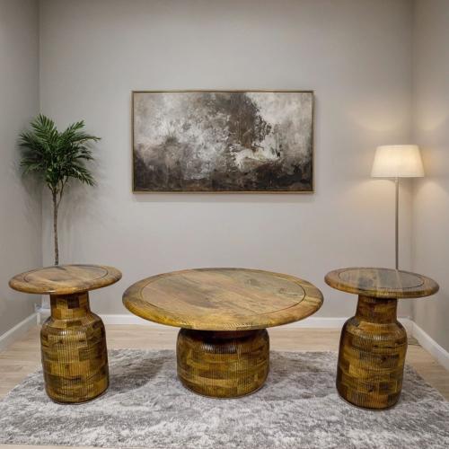 طقم طاولات شاي خشب هندي3 قطع