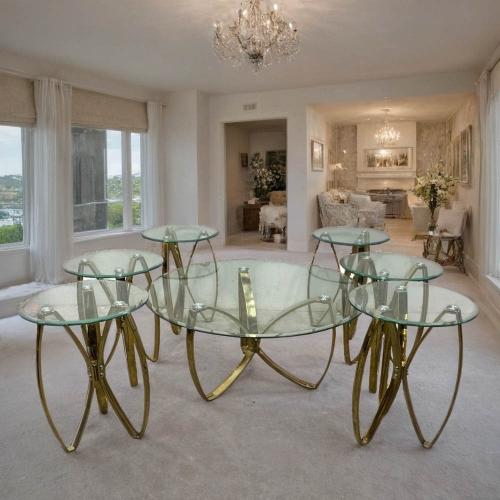 طقم طاولات شاي زجاج 7 قطع