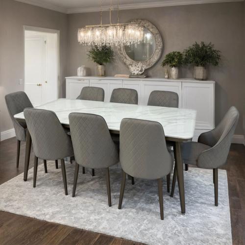 طاولة طعام رخام 8 كراسي مقاس 90*180 سم