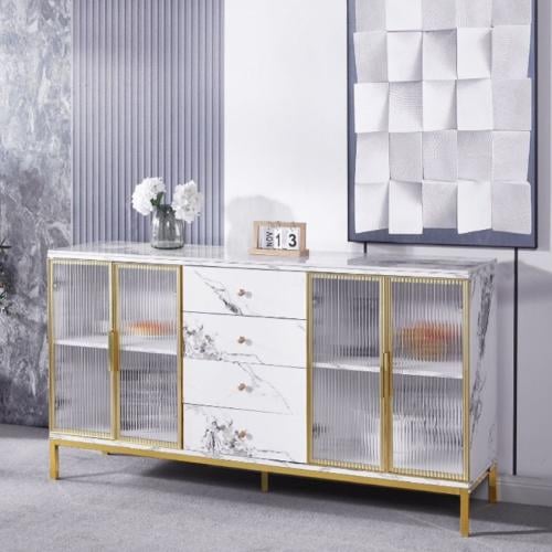 دولاب بوفية سطح سيراميك اطار ذهبي 160 سم