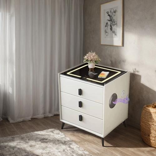 طاولة سرير جانبية ذكية شاحن لاسلكي و تايب سي و يو...