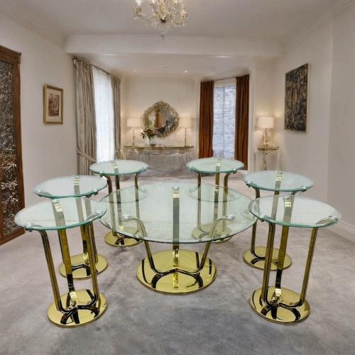 طقم طاولات شاي زجاج 7 قطع