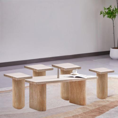 طاولات خدمة خشب 5 قطع