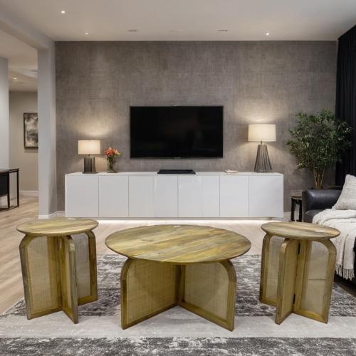 طقم طاولات كنب خشب طبيعي هندي 3 قطع