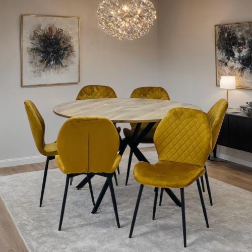 طاولة طعام دائرية خشب 6 كراسي مقاس 120*120 سم