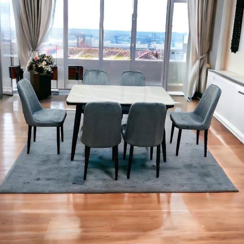 طاولة طعام رخام 6 كراسي