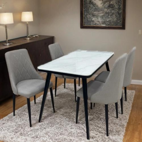 طاولة طعام رخام 4 كراسي مقاس 75*70*120 سم