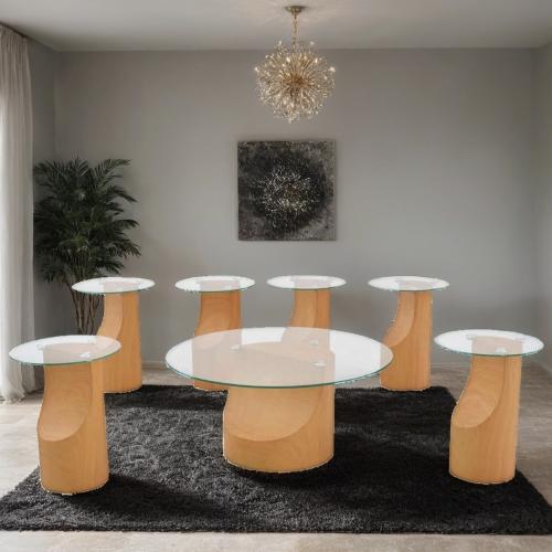 طقم طاولات شاي زجاج 7 قطع