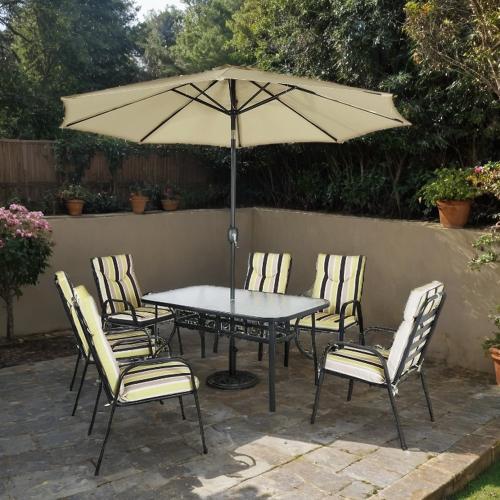 طاولة طعام خارجية 6كراسي مع مظلة