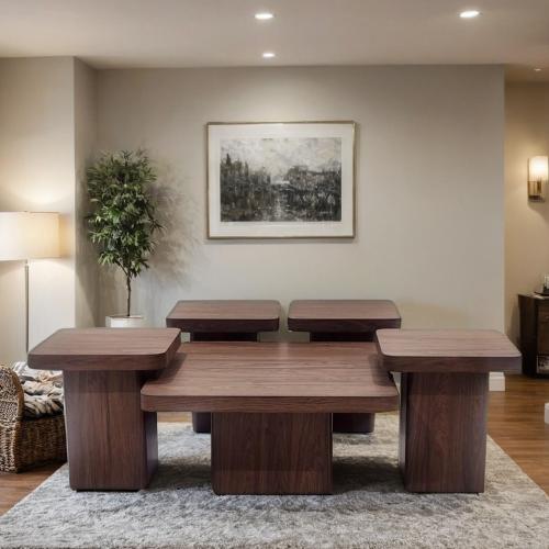 طقم طاولات شاي خشب 5 قطع