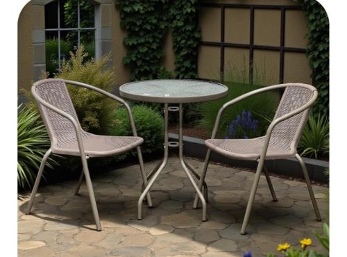 Two chairs and an outdoor table
