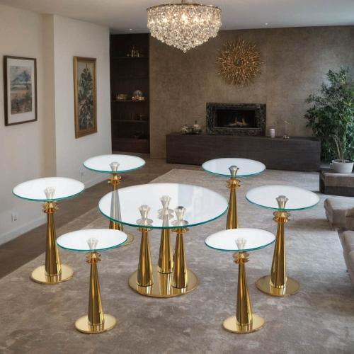 طقم طاولات شاي زجاج استيل 7 قطع