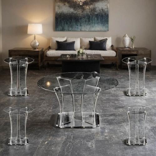 طقم طاولات شاي اكرليك دائري 5 قطع