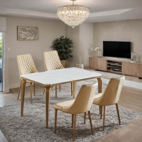 طاولة طعام بديل الرخام 4 كرسي