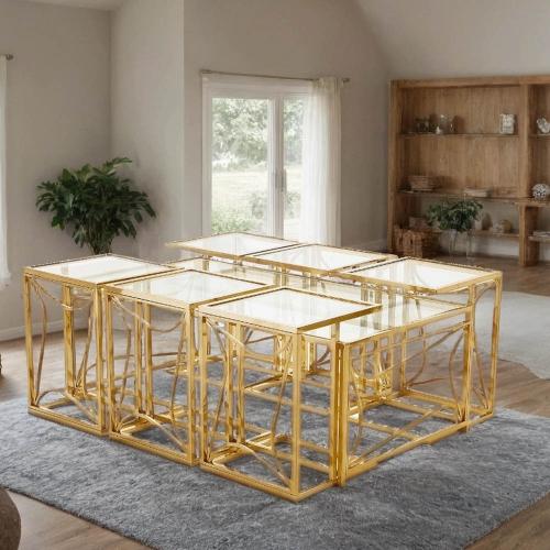 طقم طاولات شاي زجاج 7 قطع