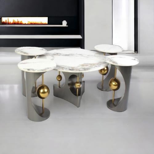 طقم طاولات 5 قطع رخام