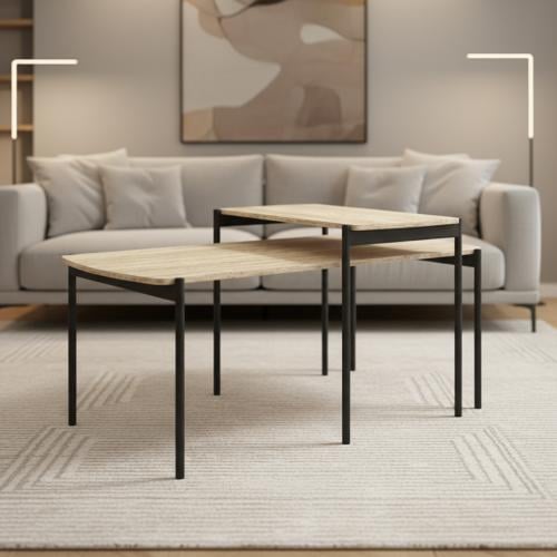 طقم طاولات خدمة خشبية حديثة 2 قطع