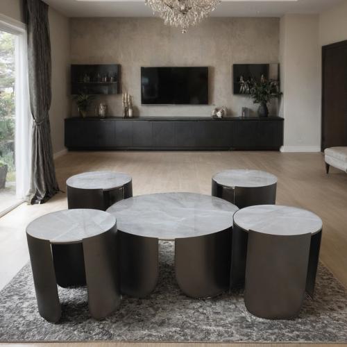 طقم طاولات شاي رخام 5 قطع