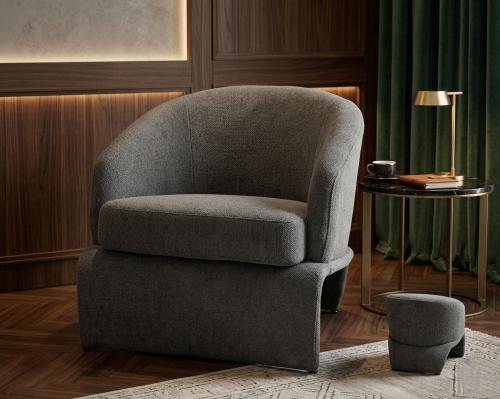 Single fabric chair, dark grey color