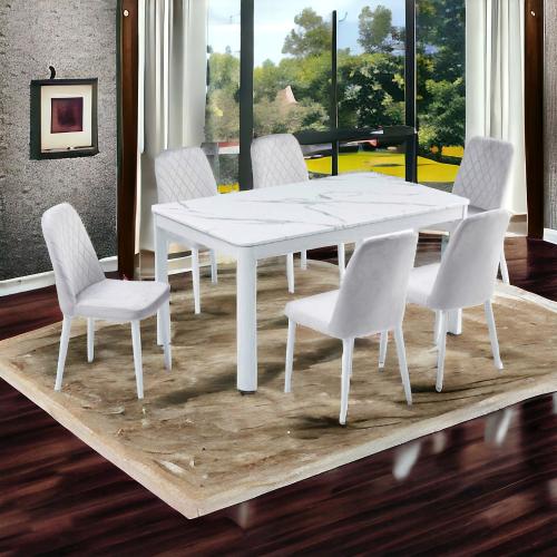 طاولة طعام رخام 6 كرسي