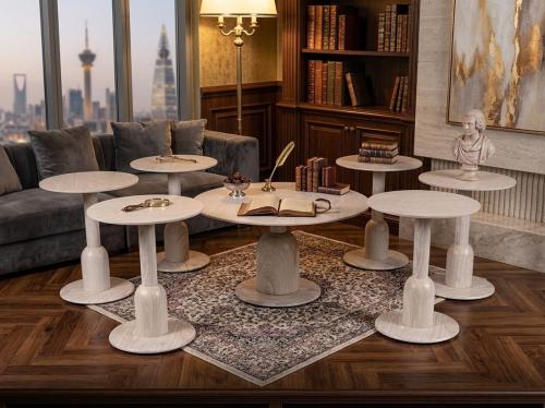 Ceramic tea table set 6+1 wooden color