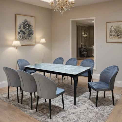 طاولة طعام رخام 8 كراسي مقاس 75*90*180 سم