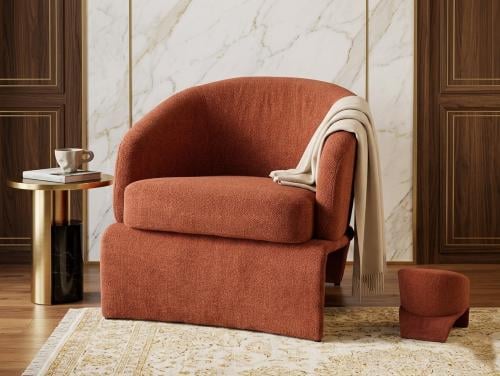Single fabric chair orange color