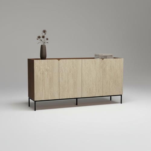 دولاب بوفيه طعام بني عصري بـ 4 أبواب 160 سم