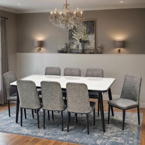 طاولة طعام رخام 8 كراسي مقاس75 *90*180 سم