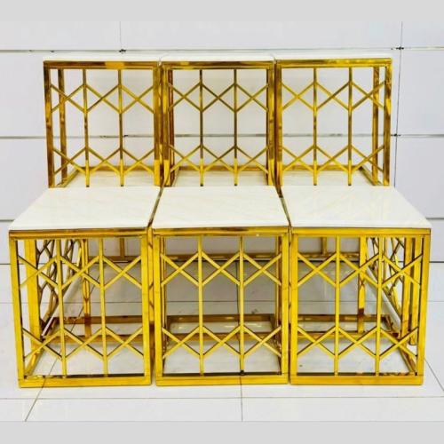 طقم طاولات رخام استيل 7 قطع