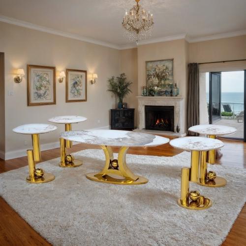 طاولات شاي ستيل مع سيراميك 5 قطع