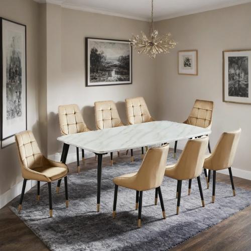 طاولة طعام رخام 8 كراسي مقاس 200*100 سم