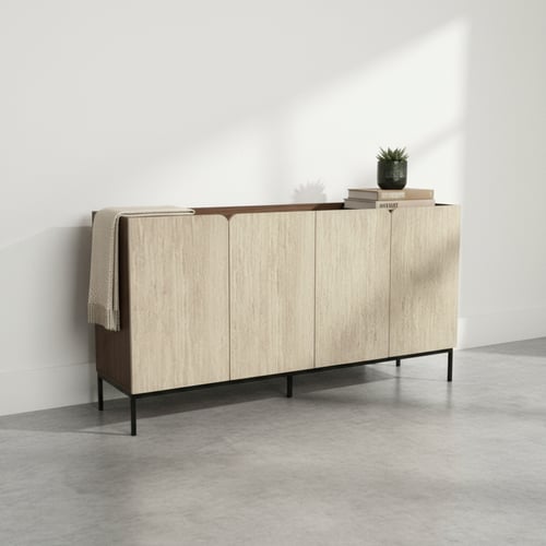 دولاب بوفيه طعام بني عصري بـ 4 أبواب 160 سم