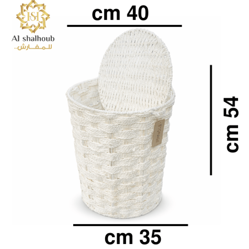 سلة ملابس دائرية بغطاء علوي تصميم عصري
