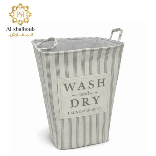 سلة غسيل قماشية مخططة WASH & DRY – 45×35×58 سم