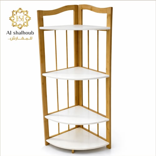 رف زاوية خشبي أبيض بثلاثة أرفف – تصميم عصري أنيق ل...