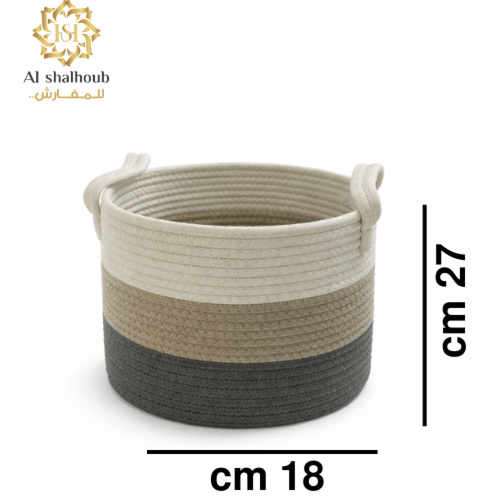 سلة تخزين بخوص قطنية بتدرج لوني عصري – مقاس 26×35...