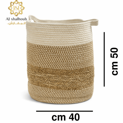 سلة تخزين طبيعية كبيرة بتصميم بوهيمي – 40×50 سم