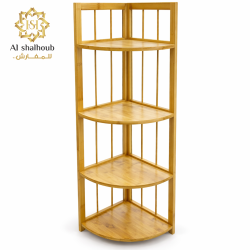 رف زاوية خشبي أنيق – 5 أدوار بتصميم عملي وعصري