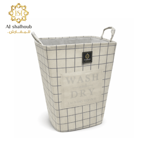 سلة غسيل قماشية مخططة WASH & DRY – 45×35×58 سم