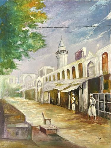 Artistic painting - Mosque Akash - by Moroccan art...